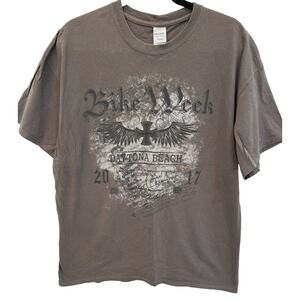 Men's XL Daytona Beach Bike Week 2017 T Shirt Grey Gildan 100% Cotton
